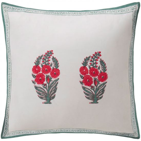 Roza-Gulshan Reversible Pillow Cover - Ivory